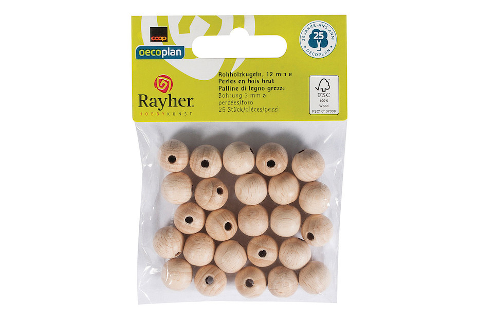 Boules en bois brut, percées, ø20mm – Rayher