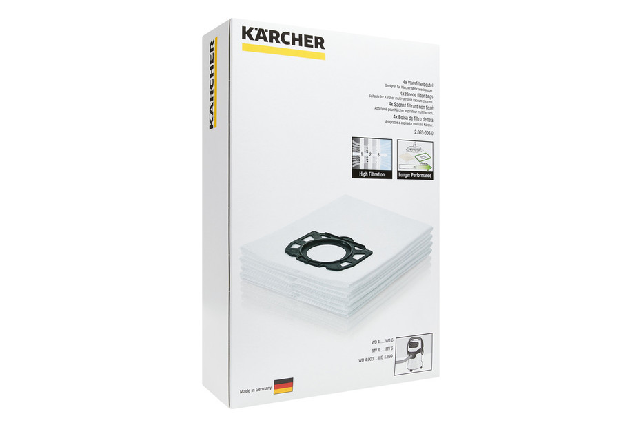 Sacs filtrants non tissés pour aspirateur Karcher WD4, WD5, WD6, KFI 487,  15 pièces