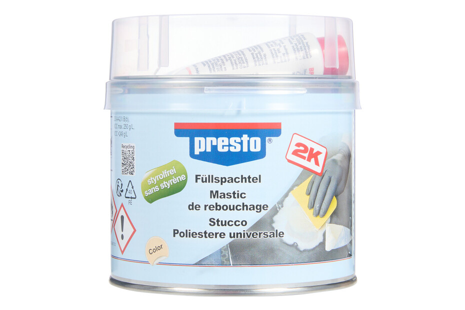 Mastic aluminium Presto 250g, Remplissage