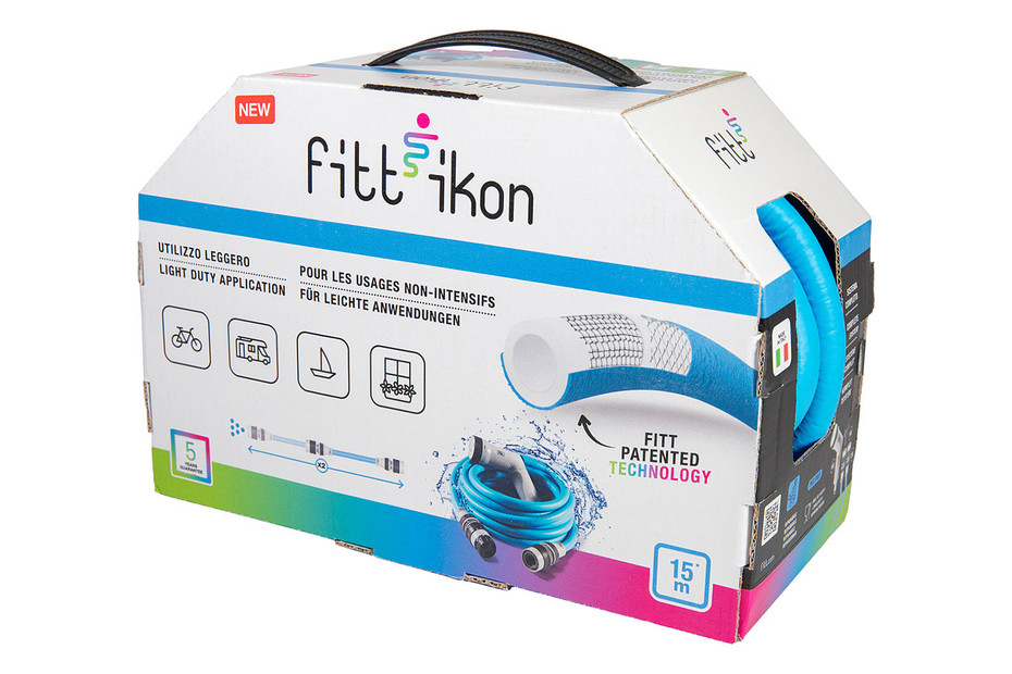 FITT IKON 15m Tubo Irrigazione Giardino Estensibile BLU