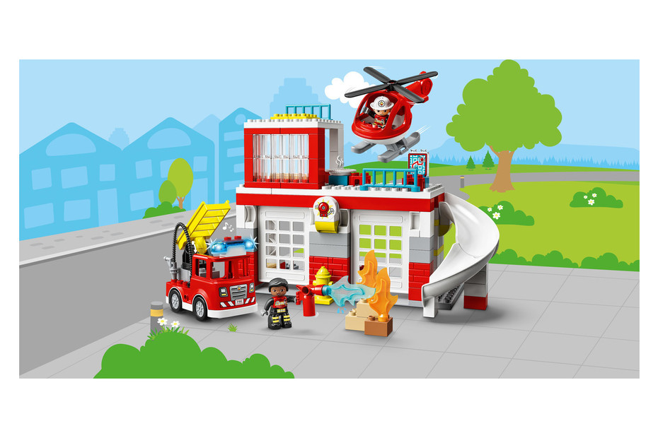 10970 La Caserne Et L'Hélicoptère Des Pompiers - LEGO - DUPLO