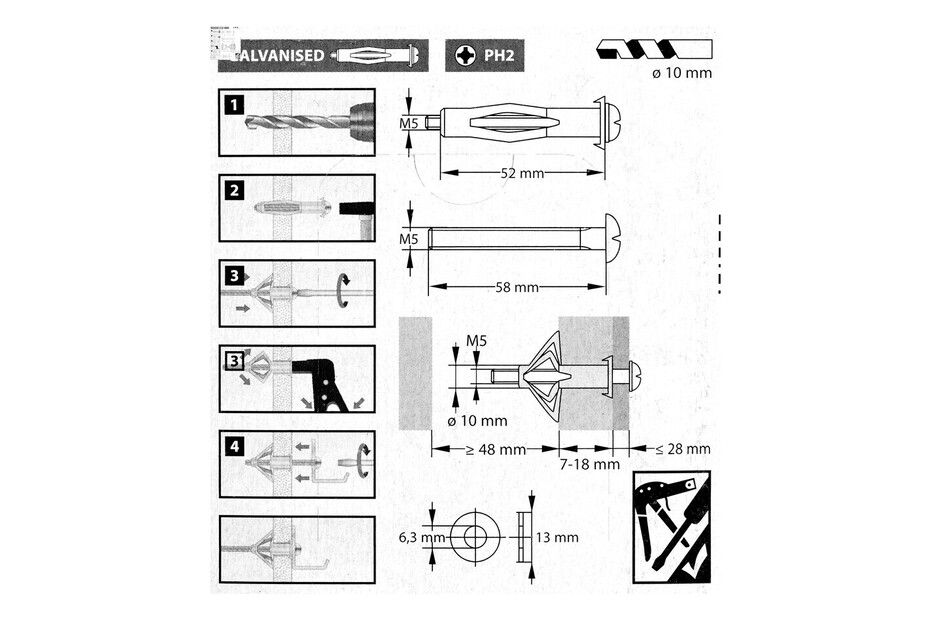 TOX Assortiment chevilles métal pour supports creux Acrobat Set 60 pièces