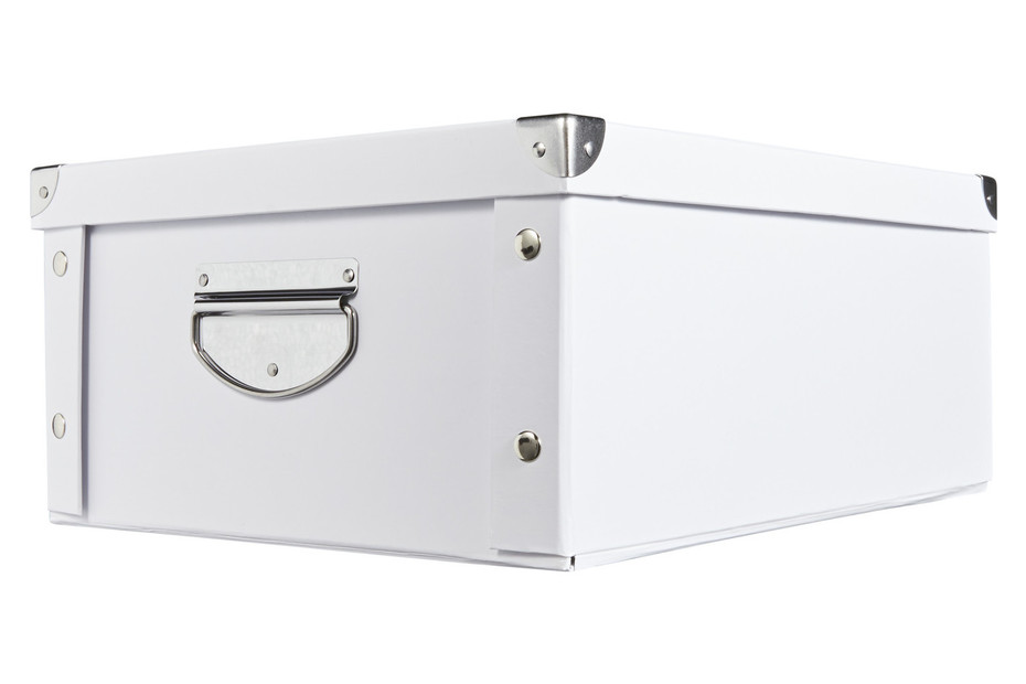 Grande boîte de rangement en carton blanc avec poignées - 25x50x37