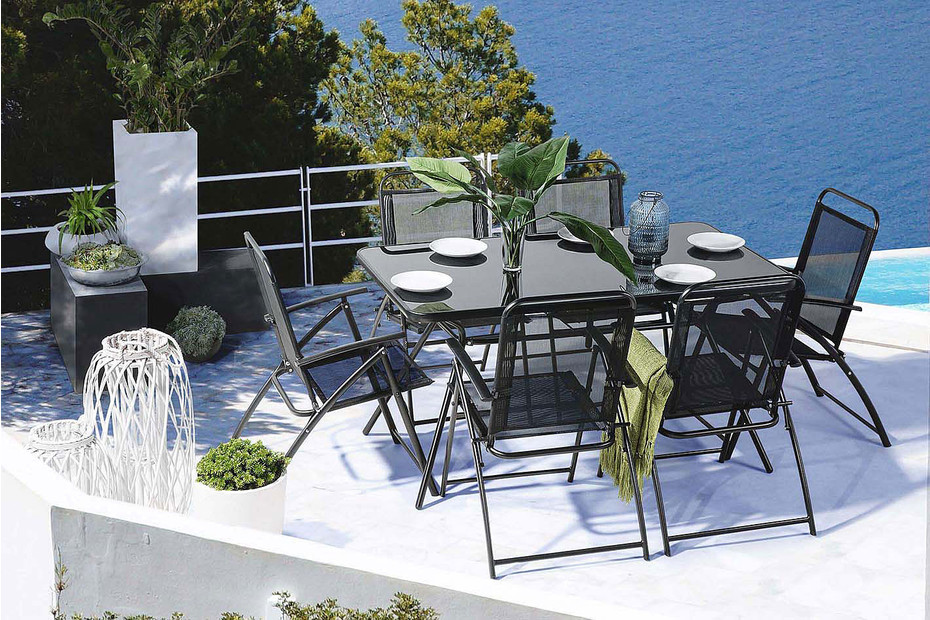 Set tavolo e sedie da balcone spaghetti nero ACAPULCO II 